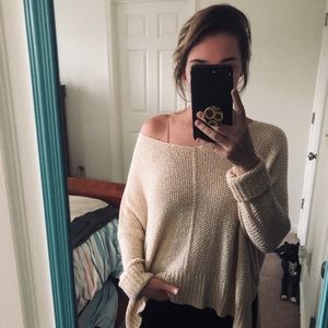 cream off the shoulder sweater